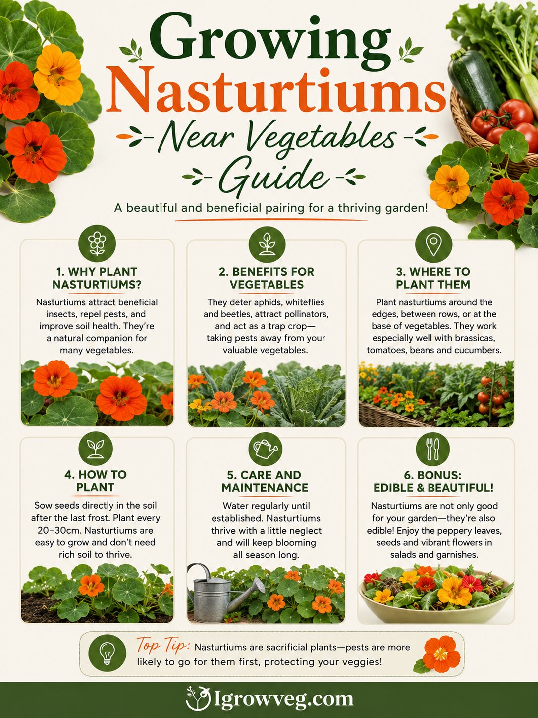 Grow Nasturtiums Near Vegetables
