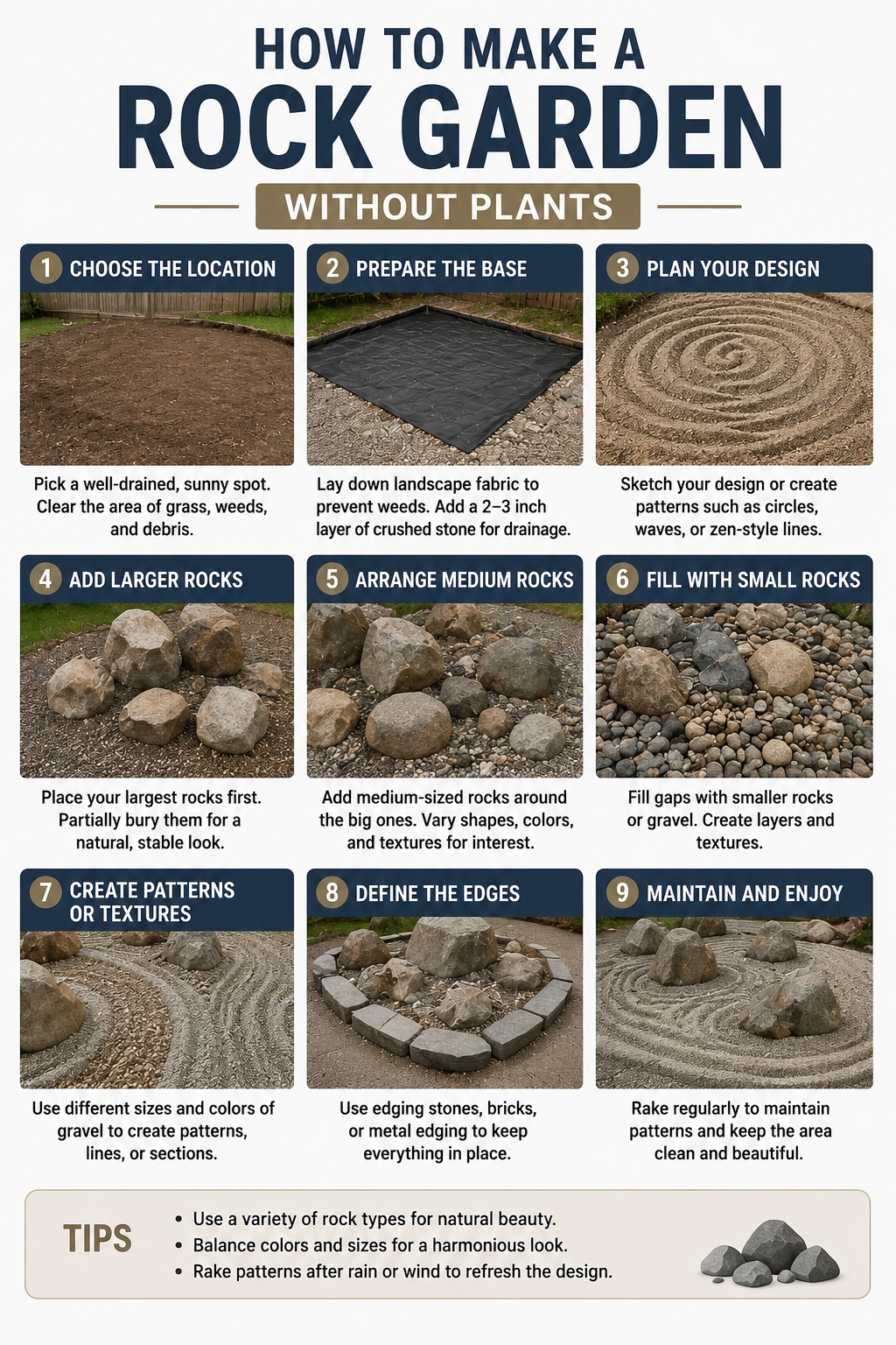 How To Make a Rock Garden Without Plants Infographic