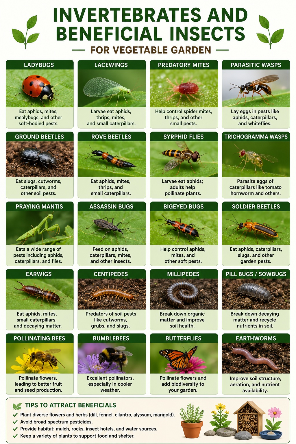 Invertebrates and Beneficial Insects for Vegetable Garden